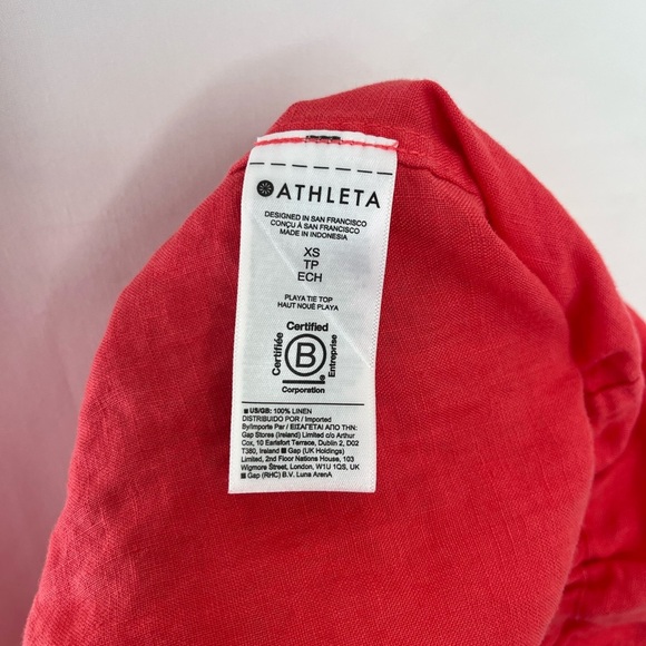 Athleta Playa Coral Linen Cropped Tie Top Womens XSmall - Picture 11 of 11